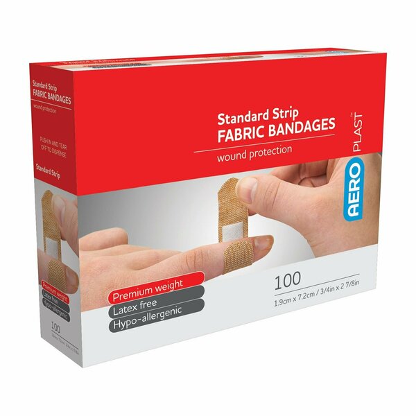 Aero Healthcare Aeroplast Fabric Strip Bandages 3/4In X 3In, 100PK AFP501